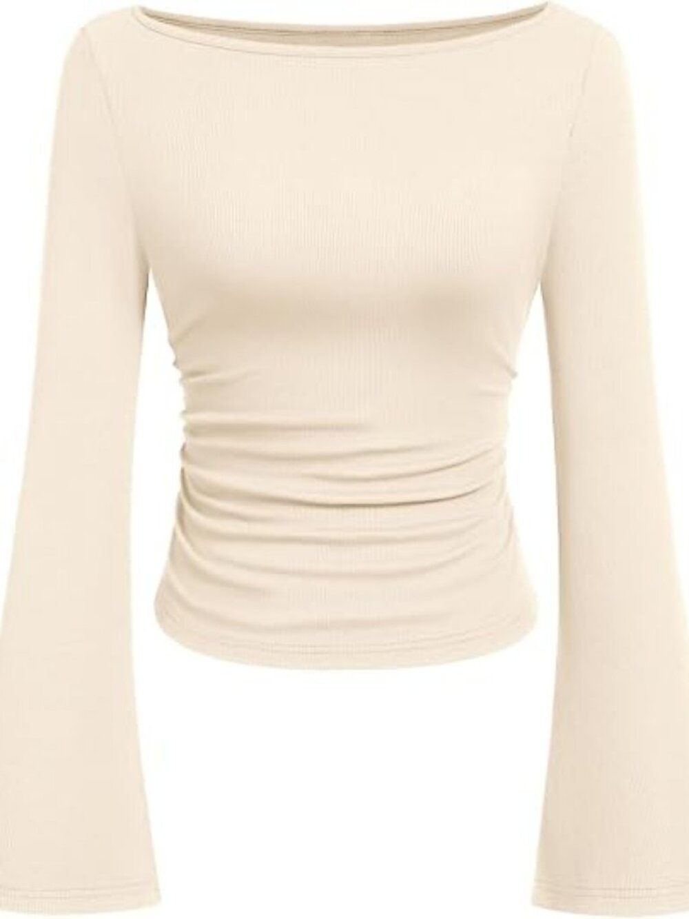 PRETTYGARDEN Womens Bell Long Sleeve Ribbed Knit Tops
